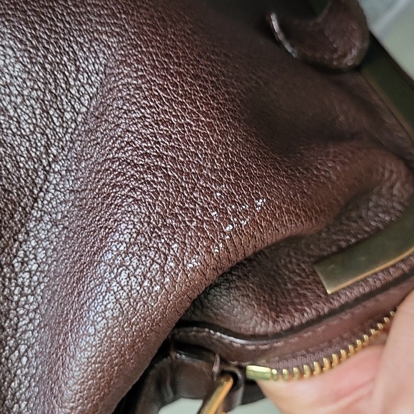 Vintage Brown Chloe Abby Leather Satchel Shoulder Bag Made In Italy - Picture 7 of 10